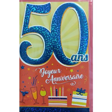 Carte d'Anniversaire Découp'âge Homme avec enveloppe - 50 ans