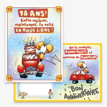 Carte d'Anniversaire Géante avec Enveloppe - 18 ans | jourdefete.com
