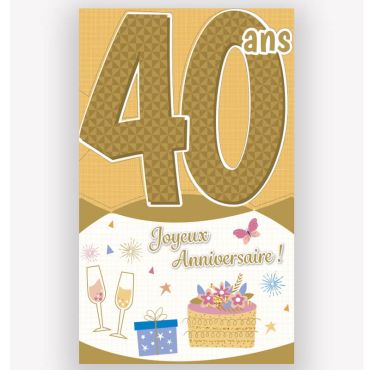 Carte d'anniversaire découp'âge 40 ans or
