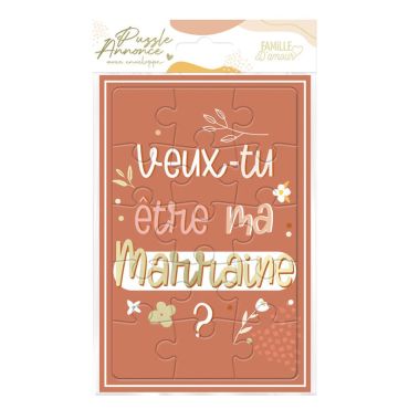 Un beau puzzle qui annonce à votre proche que vous voulez la voir devenir la marraine de votre enfant | jourdefete.com