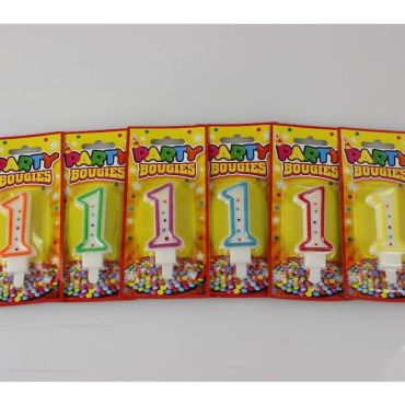 Bougie d'Anniversaire Chiffre 1 - Divers Coloris