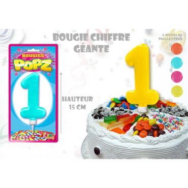 Bougie Grand modèle chiffre "1" - Couleur au choix