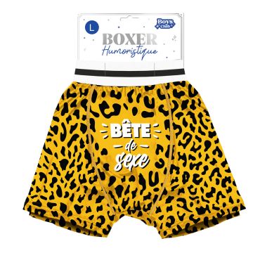 Boxer humoristique Bête de Sexe motif léopard jaune et noir | jourdefete.com Boxer humoristique Bête de Sexe motif léopard jaune et noir | jourdefete.com