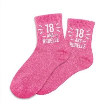Chaussettes pailletées 18 ans rebelle pour femme | jourdefete.com Chaussettes pailletées 18 ans rebelle pour femme | jourdefete.com