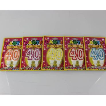 Bougie d'Anniversaire 40 ans - Divers Coloris