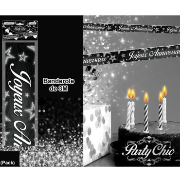 Banderole Chic Joyeux Anniversaire – Argenté