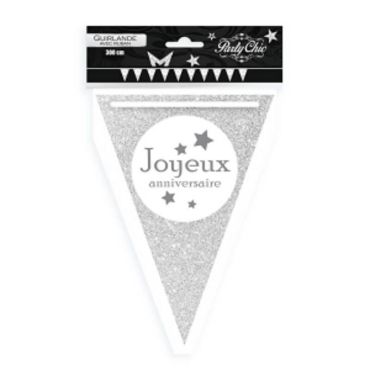 Guirlande Party Chic "Joyeux Anniversaire" - Argent