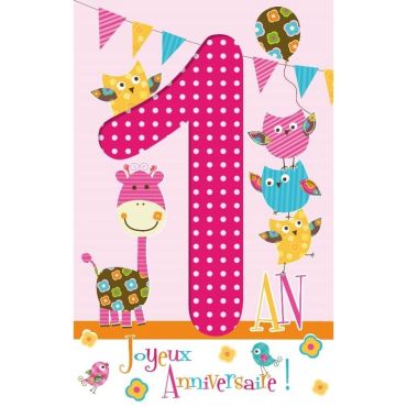 Carte d'Anniversaire Découp'âge fille avec Enveloppe
