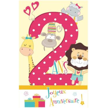 Carte d'Anniversaire Découp'âge avec Enveloppe - 2 ans