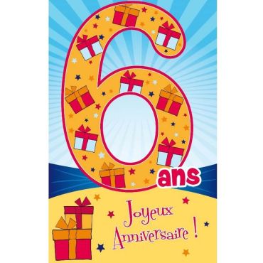 Carte d'Anniversaire Découp'âge avec enveloppe - 6 ans