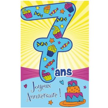Carte d'Anniversaire Découp'âge avec enveloppe - 7 ans
