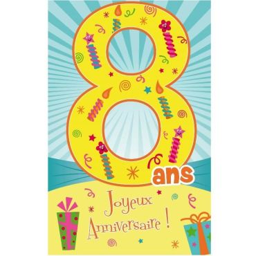 Carte d'Anniversaire Découp'âge avec enveloppe - 8 ans
