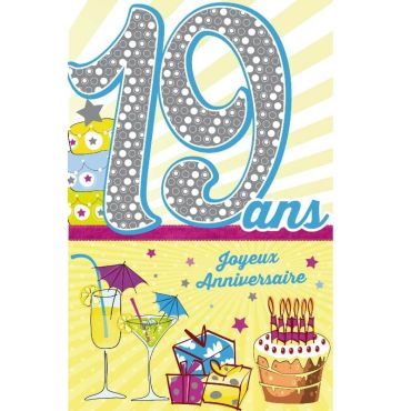 Carte d'Anniversaire Découp'âge avec enveloppe - 19 ans