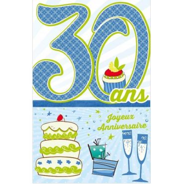 Carte d'Anniversaire Découp'âge Homme avec Enveloppe - 30 ans