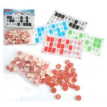 Jeu de loto en bois 48 cartes + 90 pions