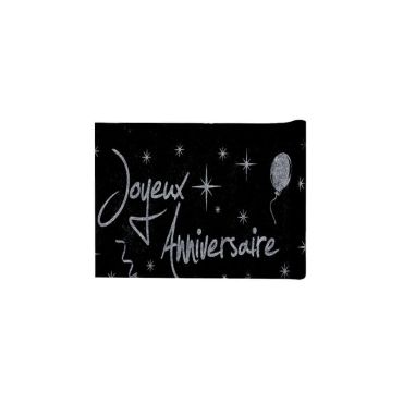 Chemin de table "Joyeux Anniversaire" - Argenté pailleté Chemin de table "Joyeux Anniversaire" - Argenté pailleté
