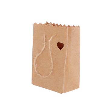 6 sachets en kraft avec cœur et cordelette | jourdefete.com