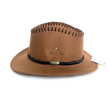 Chapeau de cowboy marron façon daim | jourdefete.com