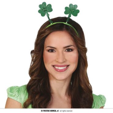 Serre-tête avec trèfles à paillettes - Saint-Patrick | jourdefete.com