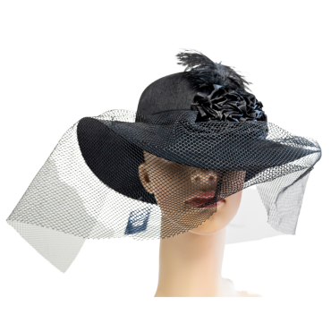 Chapeau Charleston noir avec voilette pour soirée rétro chic | jourdefete.com