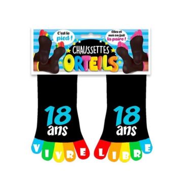 chaussettes-18-ans-multicolores-humour-cadeau | jourdefete.com
