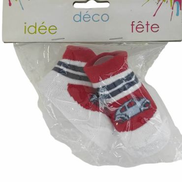 Lot de 2 chaussons décoratifs - Voiture Rouge | jourdefete.com Lot de 2 chaussons décoratifs - Voiture Rouge | jourdefete.com