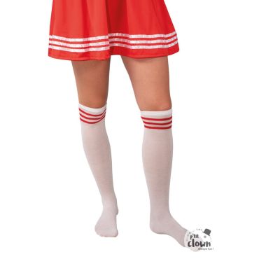 Chaussettes blanc et rouge pour costume de pom-pom girl | jourdefete.com