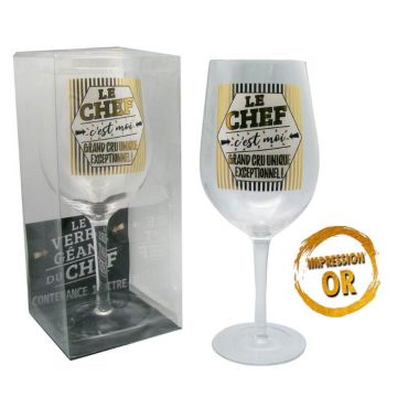 Verre à vin d'un litre le chef c'est moi, grand cru exceptionnel