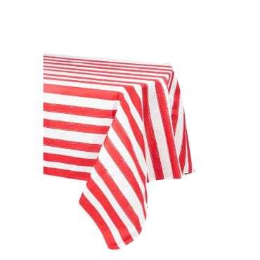 Nappe rayée 140x240 cm lavable couleur rouge et blanc | jourdefete.com