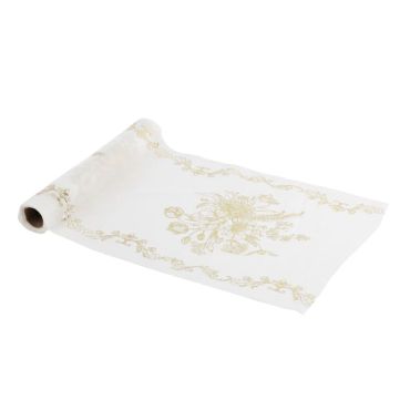 Déroulez ce chemin de table blanc et doré de la collection Vintage | jourdefete.com