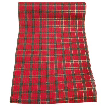 Chemin de table motif tartan rouge et vert 28 cm x 3 m | jourdefete.com