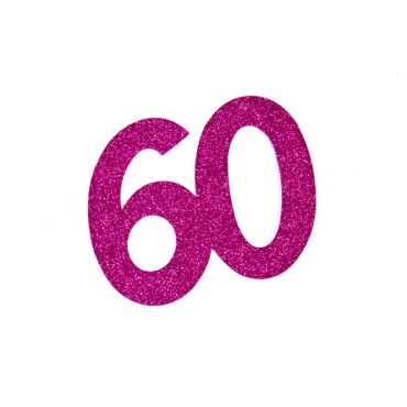 2 Chiffres Adhésifs Paillettes Fuchsia - "60"