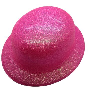 Chapeau Melon Pailleté - Rose Fluo