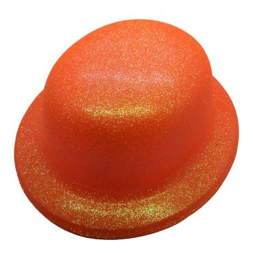 Chapeau Melon Pailleté - Orange Fluo Chapeau Melon Pailleté - Orange Fluo