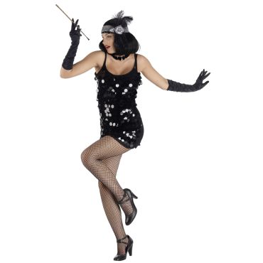 Déguisement Charleston Robe noire à sequins Déguisement Charleston Robe noire à sequins