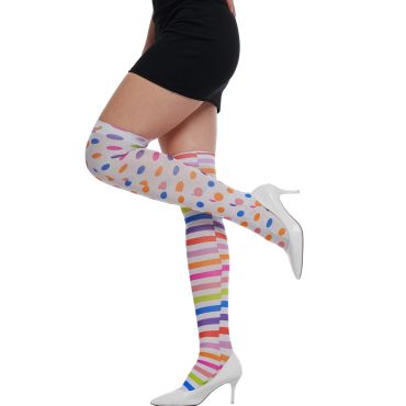 Bas Clown Multicolores à Pois et Rayures pour déguisement festif et coloré | jourdefete.com Bas Clown Multicolores à Pois et Rayures pour déguisement festif et coloré | jourdefete.com