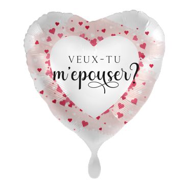 Ballon cœur Veux-tu m’épouser rose et blanc demande en mariage | jourdefete.com