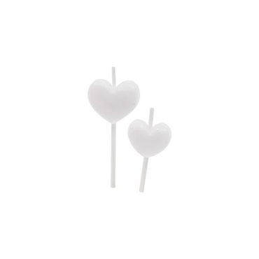 Bougies en forme de cœur sur pics blanches pour décoration festive | jourdefete.com