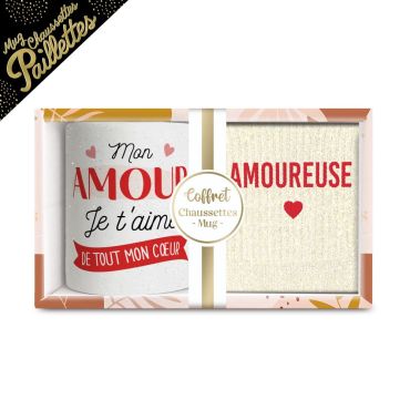 Un coffret composé d'un mug et d'une paire de chaussettes pour votre amoureuse | jourdefete.com