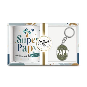 coffret cadeau mug et porte-clés papy