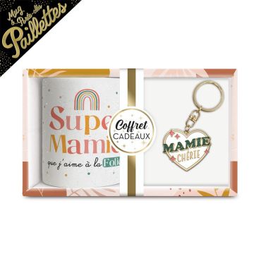 coffret cadeau mug et porte-clés Mamie