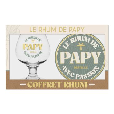 Coffret cadeau Le Rhum de Papy avec verre personnalisé pour grand-père | jourdefete.com