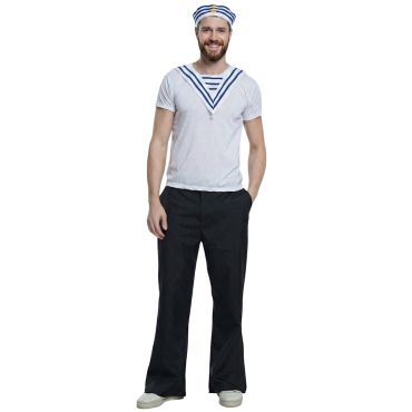 Accessoire de déguisement col matelot blanc et bleu de marin | jourdefete.com