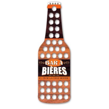 collecteur mural en forme de bouteille de capsules de bières | jourdefete.com