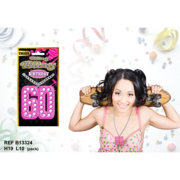 Collier Anniversaire 60 Ans Bling Bling Rose Collier Anniversaire 60 Ans Bling Bling Rose