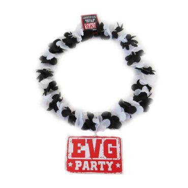Collier de fleurs - Enterrement de vie de garçon (EVG) noir et blanc | jourdefete.com