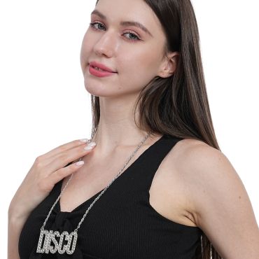 Collier DISCO avec pendentif à strass pour soirée disco | jourdefete.com