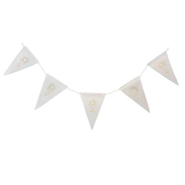 Guirlande fanions blanche communion velours 2m - Calice doree | jourdefete.com