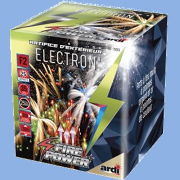 Boîte de feu d'artifice compact Électron 25 tirs aux effets palmes or et argent de la marque Ardi | jourdefete.com