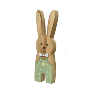 Décoration Pâques à Poser - Bois - Lapin Garçon - Vert | jourdefete.com